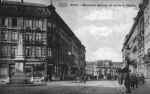 Mons : Monument Houzeau et rue Lopold (anciennement rue de la Station) vers 1912.